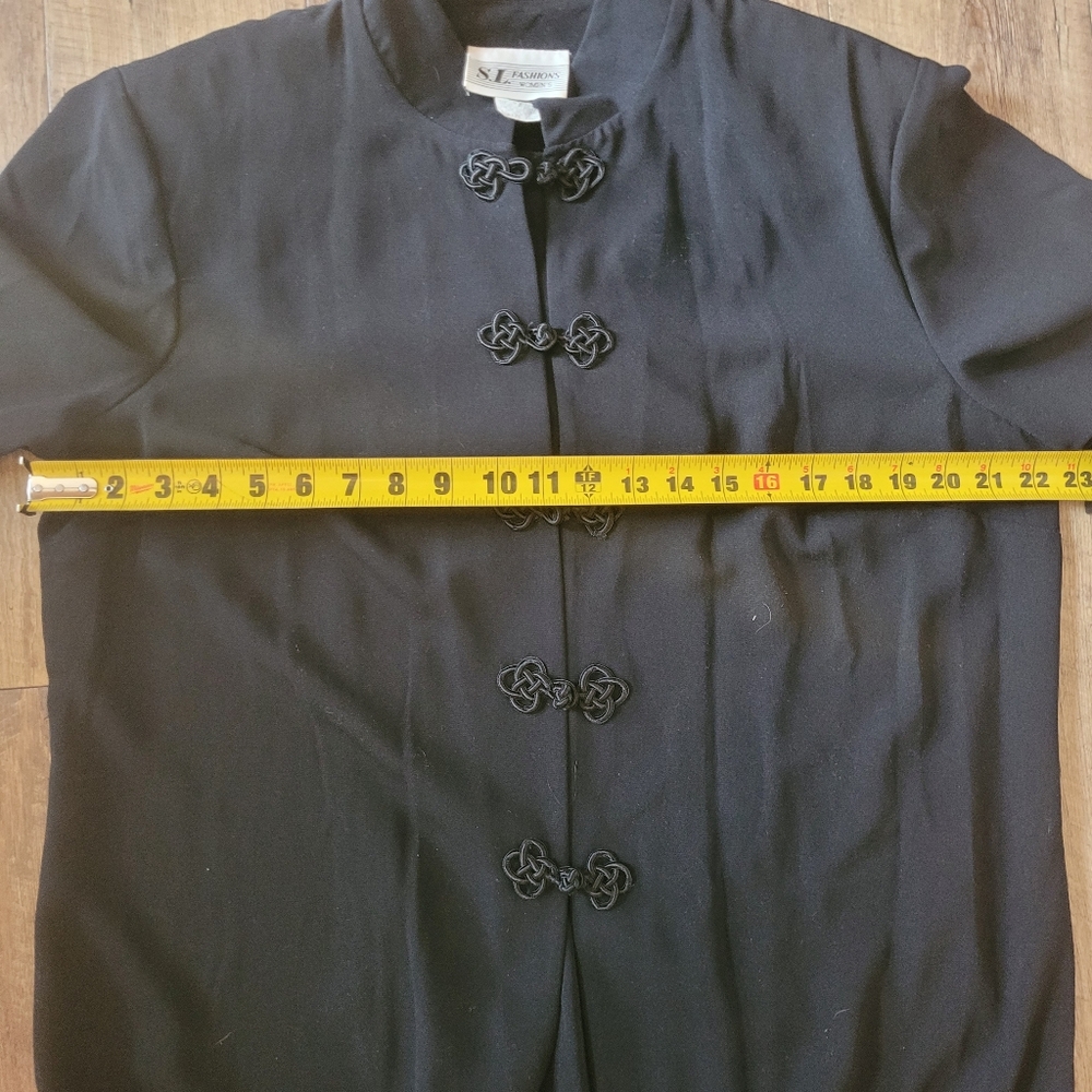 Vtg Mandarin Style Floor Length Blk Jacket - Picture 6 of 7
